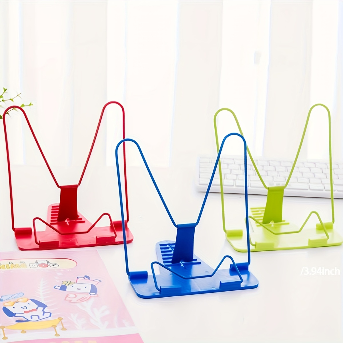 Document Holder Stand - ที่วางหนังสือแบบตั้งโต๊ะแบบพับได้, ที่วางหนังสือแบบปรับมุมได้, ที่วางหนังสือแบบพกพาสำหรับตำราเรียน, แท็บเล็ต, ตำราอาหาร, ออฟฟิ