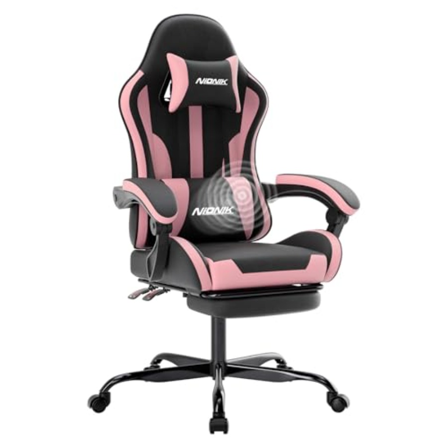 Ergonomic Office Chair - เก้าอี้เกมมิ่งสำหรับสำนักงานหรือเล่นเกม เก้าอี้คอมพิวเตอร์ตามหลักสรีรศาสตร์พร้อมที่วางเท้าและพนักพิงรองรับหลัง ปรับความสูงได้ หมุนได้ 360 องศา