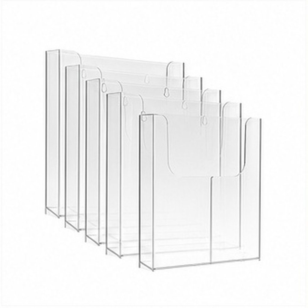 Document Holder Stand - ชุด 4 ชิ้น ที่วางโบรชัวร์ติดผนังอะคริลิก ที่จัดระเบียบเอกสารแบบใส สำหรับสำนักงาน