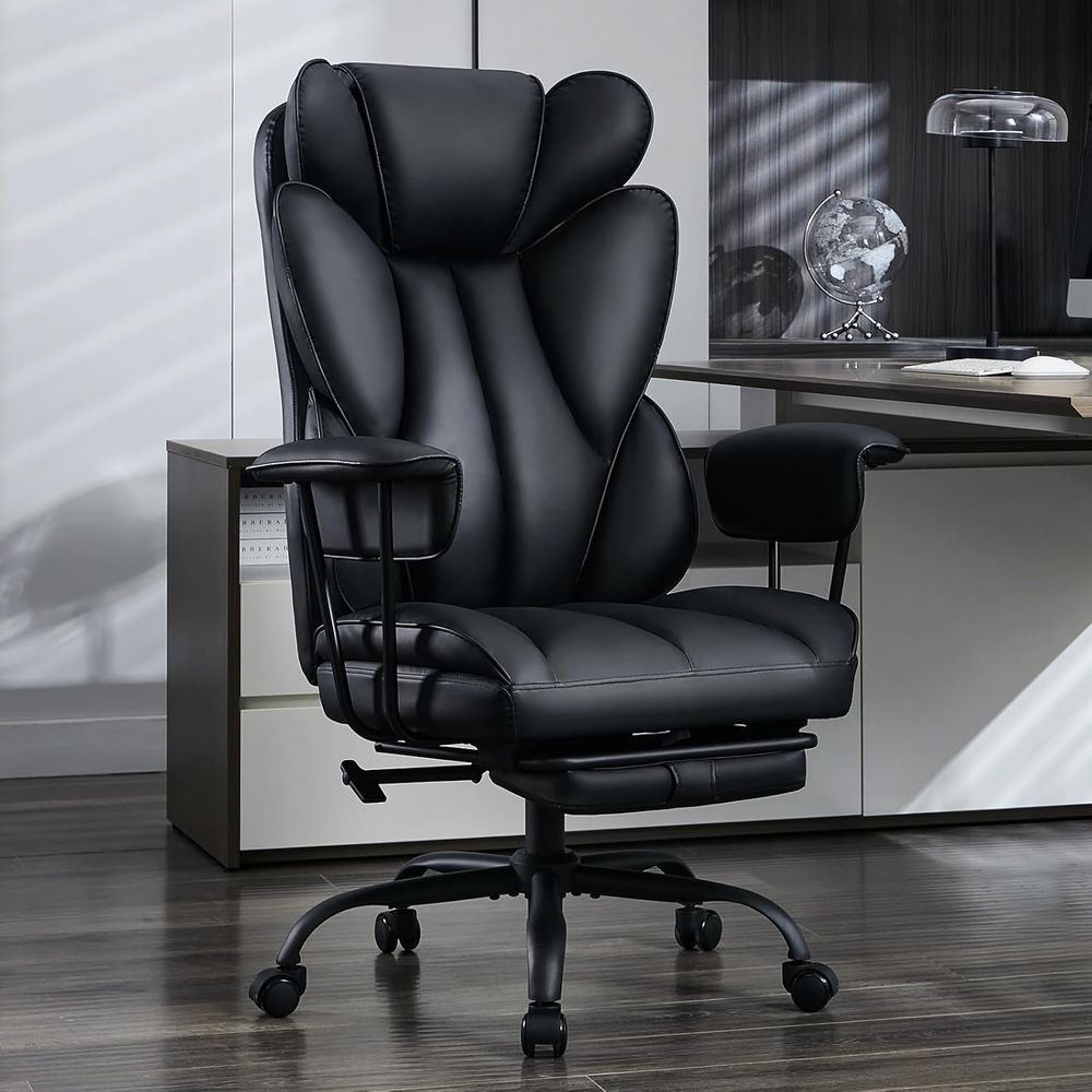 Ergonomic Office Chair - เก้าอี้สำนักงานขนาดใหญ่พิเศษ - แบบกว้าง ออกแบบตามหลักสรีรศาสตร์ พร้อมที่พักเท้า พนักพิงสูง