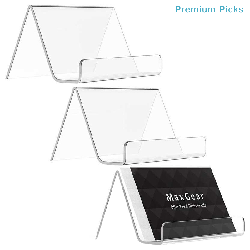 Document Holder Stand - ที่วางนามบัตรอะคริลิกใสแบบพกพาสำหรับโต๊ะทำงาน ชั้นวางของ กล่องเก็บของ ที่วางโชว์สินค้า อุปกรณ์สำนักงานและร้านอาหาร
