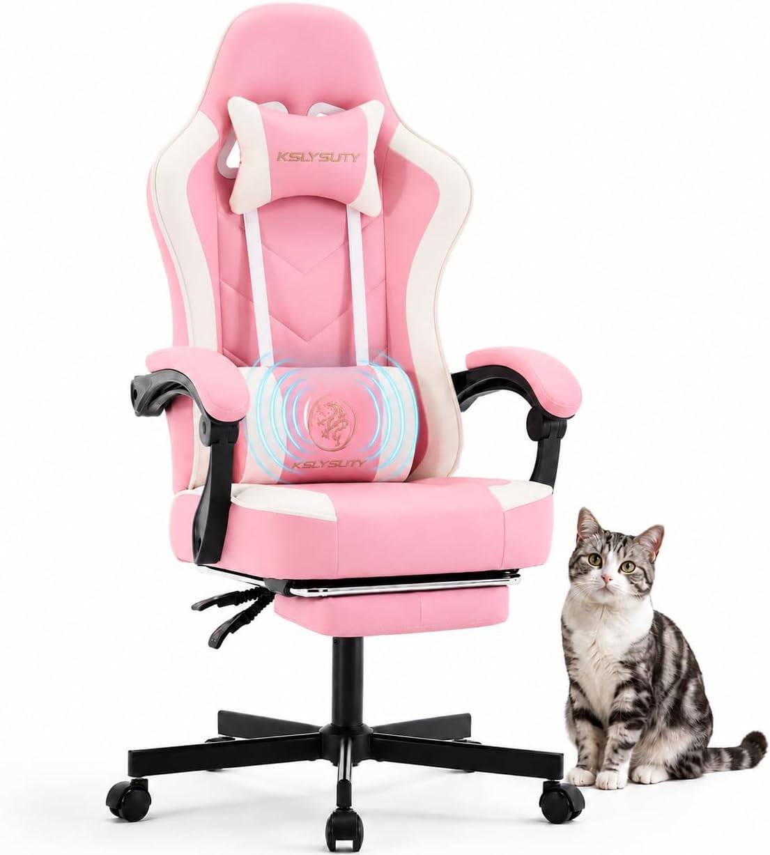 Ergonomic Office Chair - เก้าอี้เกมมิ่งพนักพิงสูงตามหลักสรีรศาสตร์พร้อมที่วางเท้า, รองรับหลังส่วนล่าง, เบาะรองนั่งแบบพ็อกเก็ตสปริง, เก้าอี้สำนักงานแบบหมุนสำหรับผู้ใหญ่