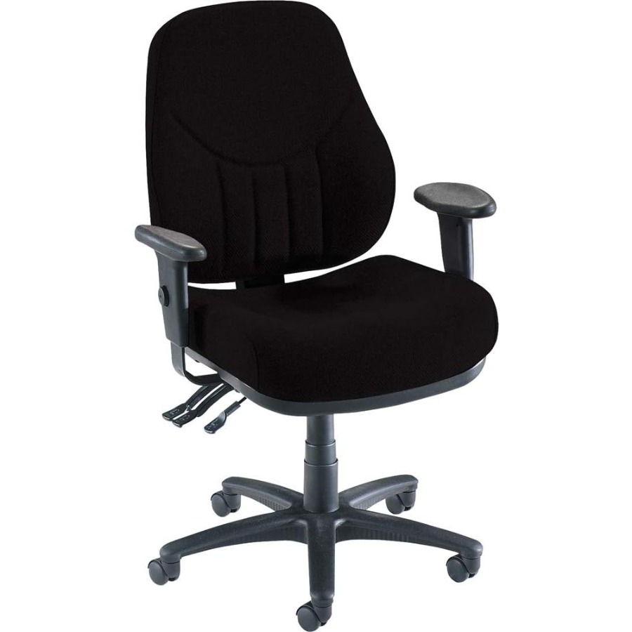 Ergonomic Office Chair - เก้าอี้สำนักงานพนักพิงสูง รองรับการทำงานหลายอย่าง วัสดุตาข่ายสีดำและไนลอน พร้อมระบบรองรับเอวตามหลักสรีรศาสตร์ และหมุนได้ 360