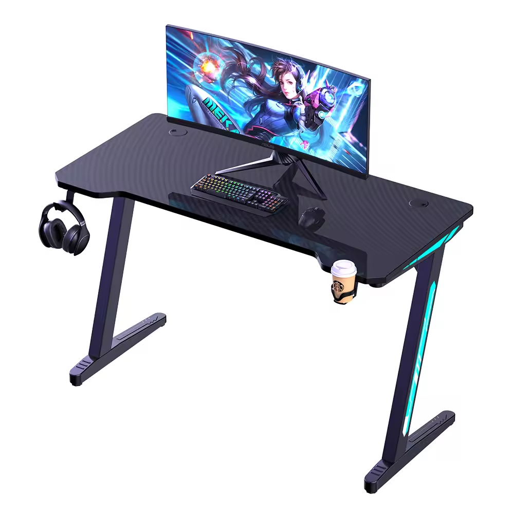 Home Office Work Table - โต๊ะเกมมิ่งรูปตัว Z ขนาด 47 นิ้ว โต๊ะคอมพิวเตอร์สำหรับเล่นเกม