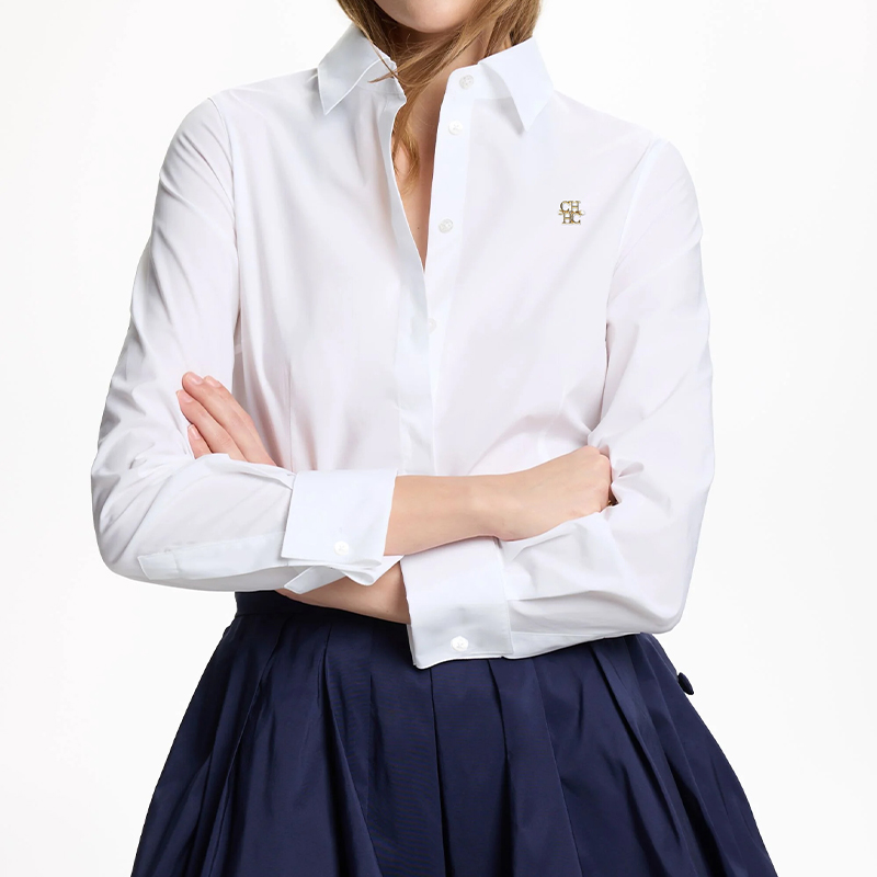 เสื้อเชิ้ตผู้หญิง CH สีขาว ปกเ - Home Office Logo บทวิจารณ์และราคา
