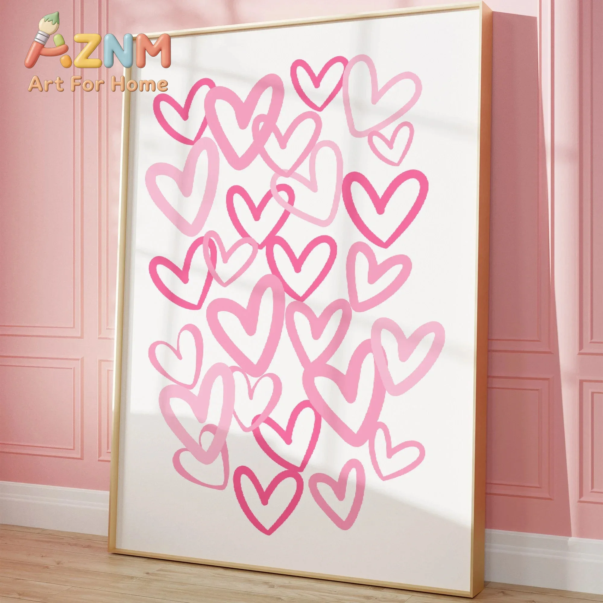 ภาพพิมพ์บนผ้าใบลายหัวใจสีชมพูส - Home Office Room Inspiration บทวิจารณ์และราคา