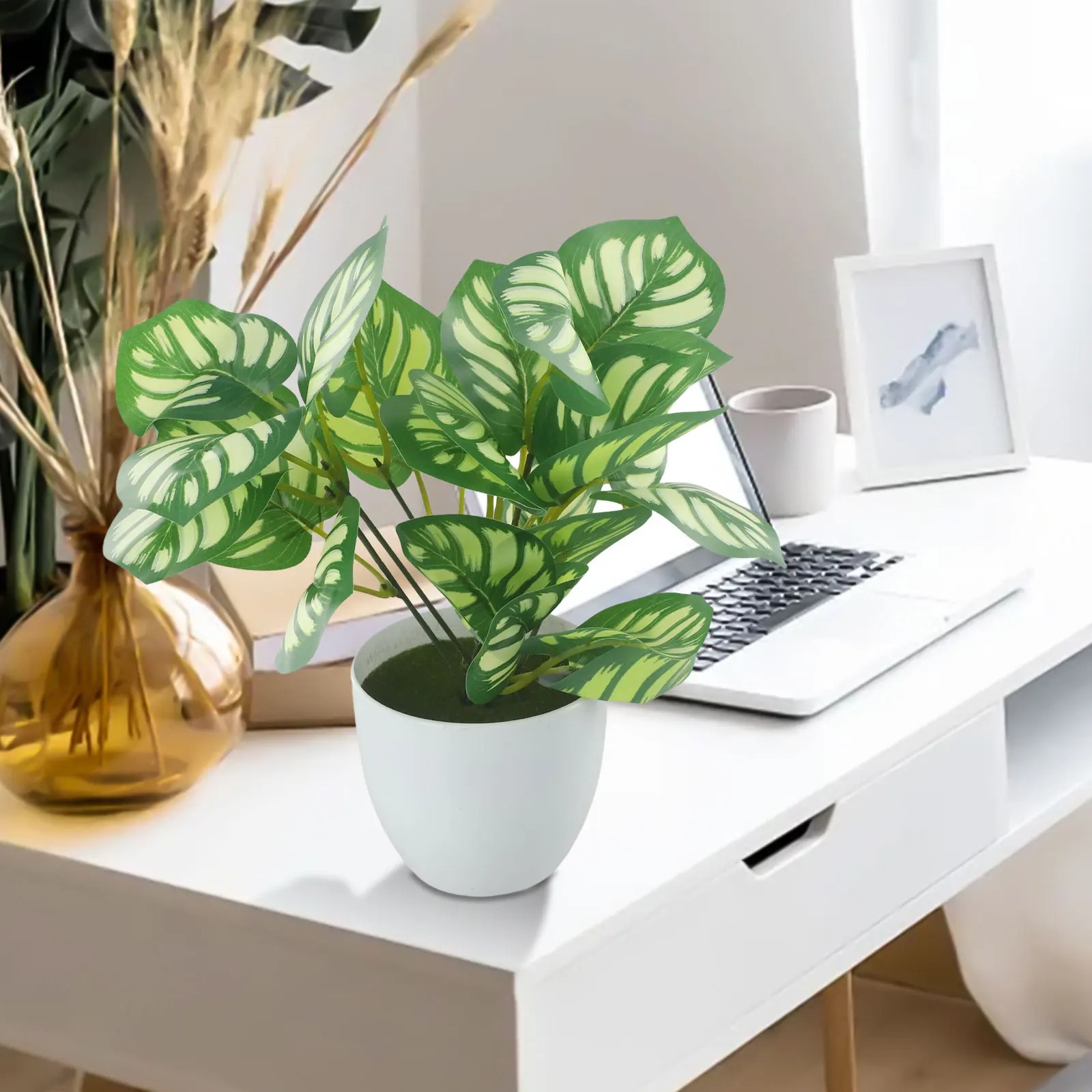 1PC ประดิษฐ์ใบพืชหม้อบอนไซปาร์ - Home Office Layout บทวิจารณ์และราคา