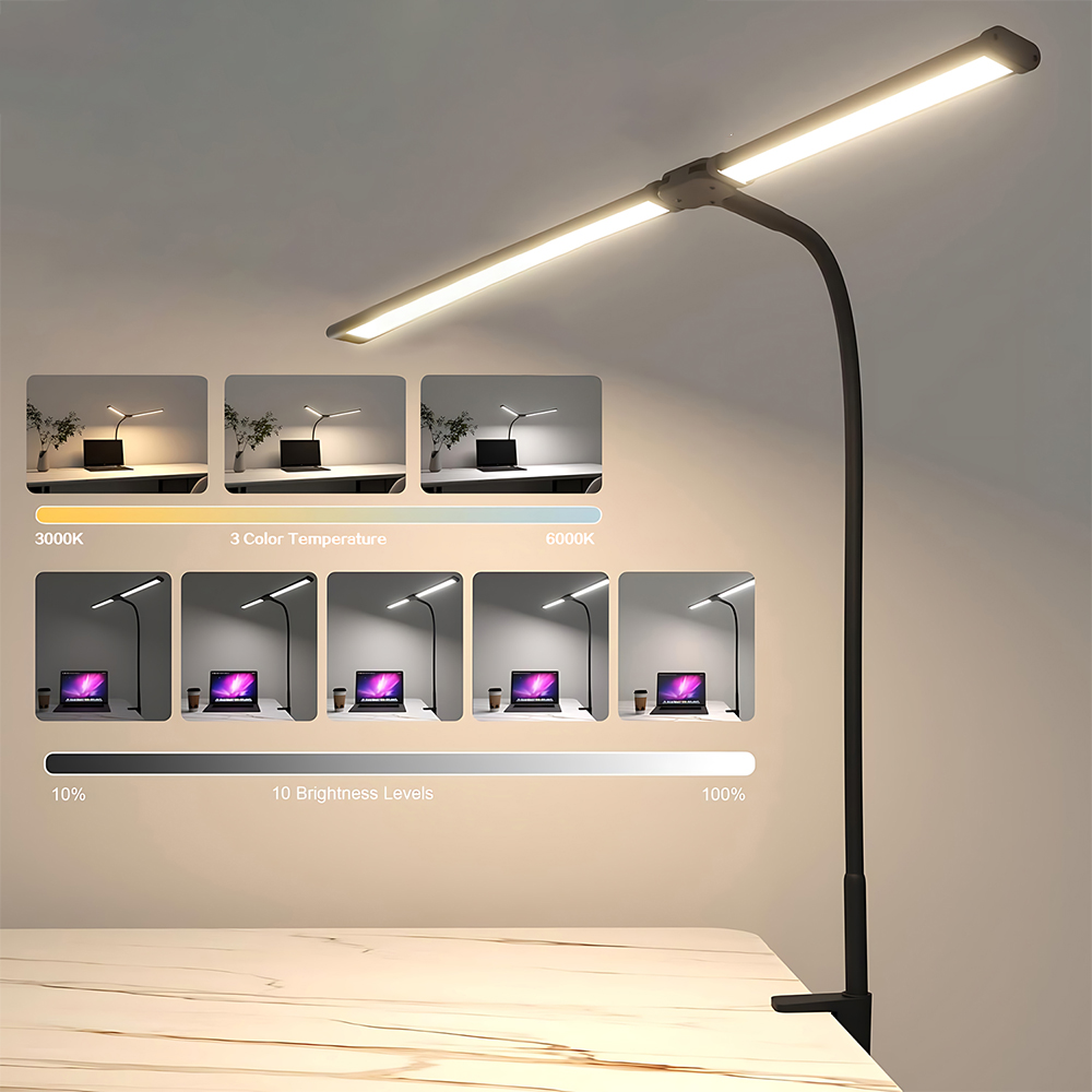 โคมไฟตั้งโต๊ะ LED แบบสองหัว พร - Home Office Work Table บทวิจารณ์และราคา